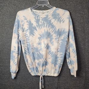 Womens Blue Pink Tie Dye Drawstring Waist Polyester Spandex Womes Sweat